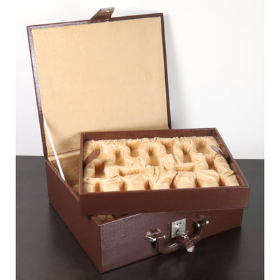 Brown Crocodile Leatherette Coffer Storage Box for Chess Pieces of 4.2" to 4.7"