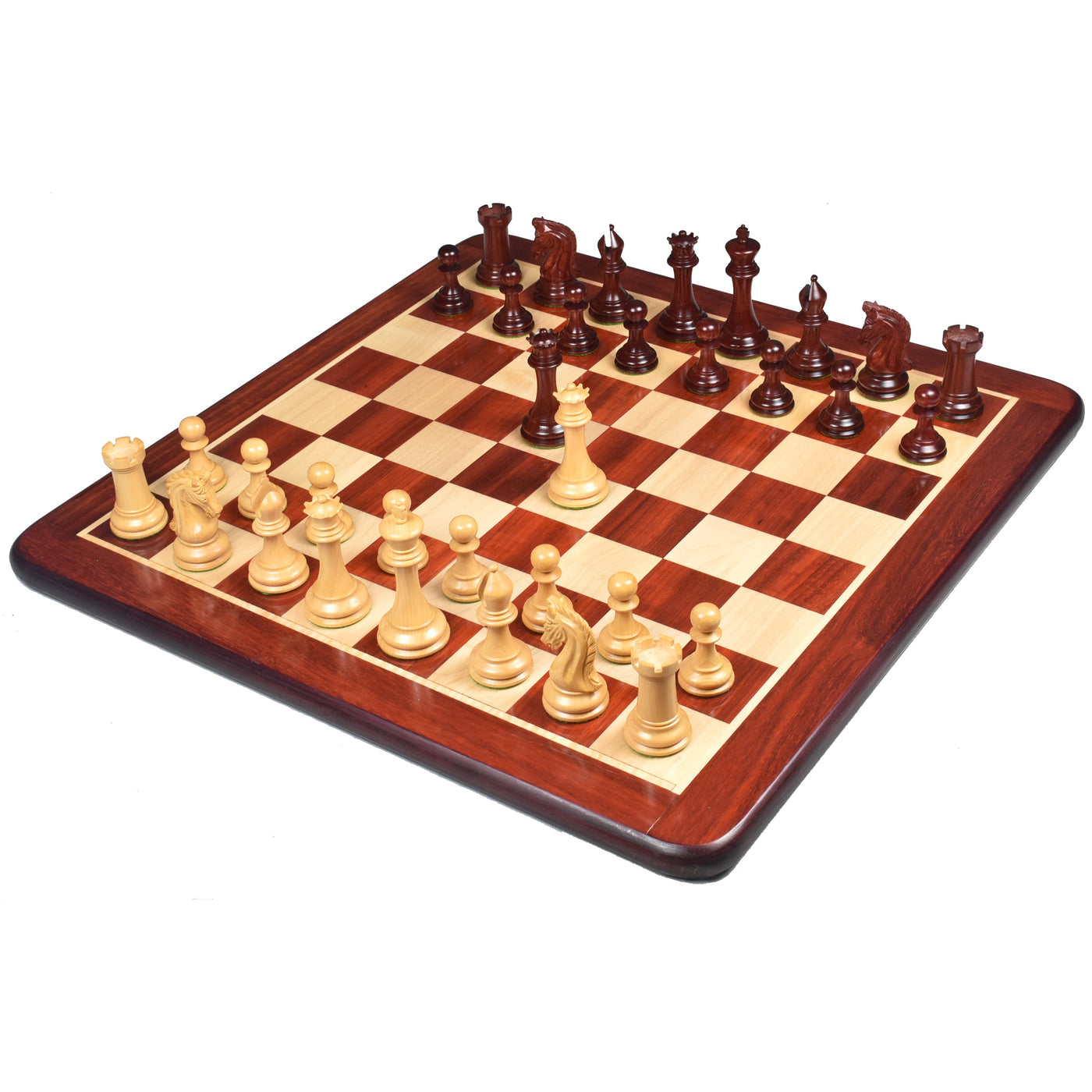 Slightly Imperfect Repro 2016 Sinquefield Staunton Chess Set - Chess Pieces Only-Bud Rosewood-Triple Weight