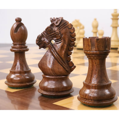 4" Bridle Staunton Luxury Chess Set - Chess Pieces Only - Golden Rosewood & Boxwood