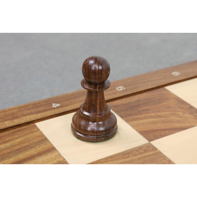 Leningrad Staunton Chess Set - Chess Pieces Only - Golden Rosewood & Boxwood - 4" King