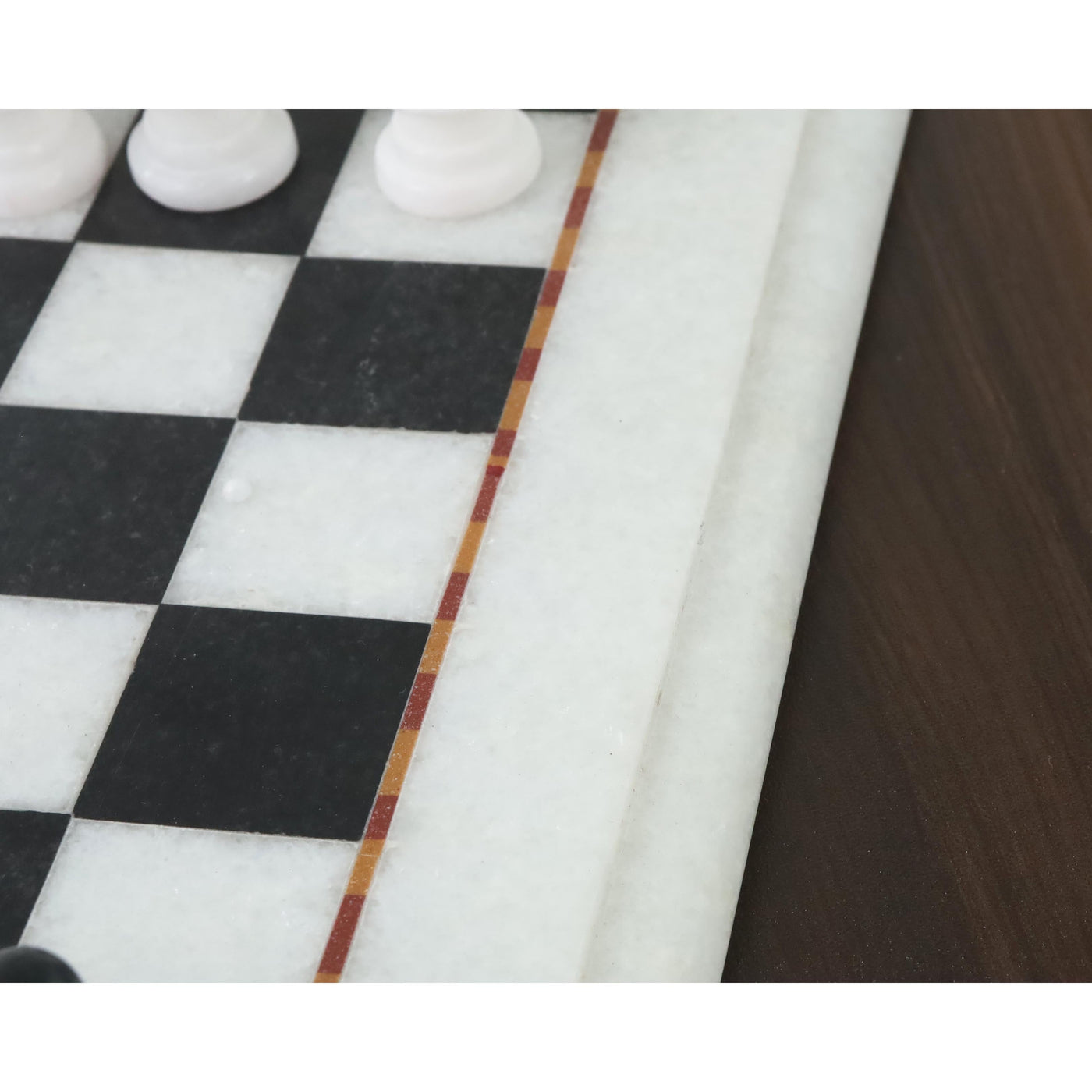 Marble Stone Chess Pieces & Board Set - Black and White - 12" - Handcarved Gift