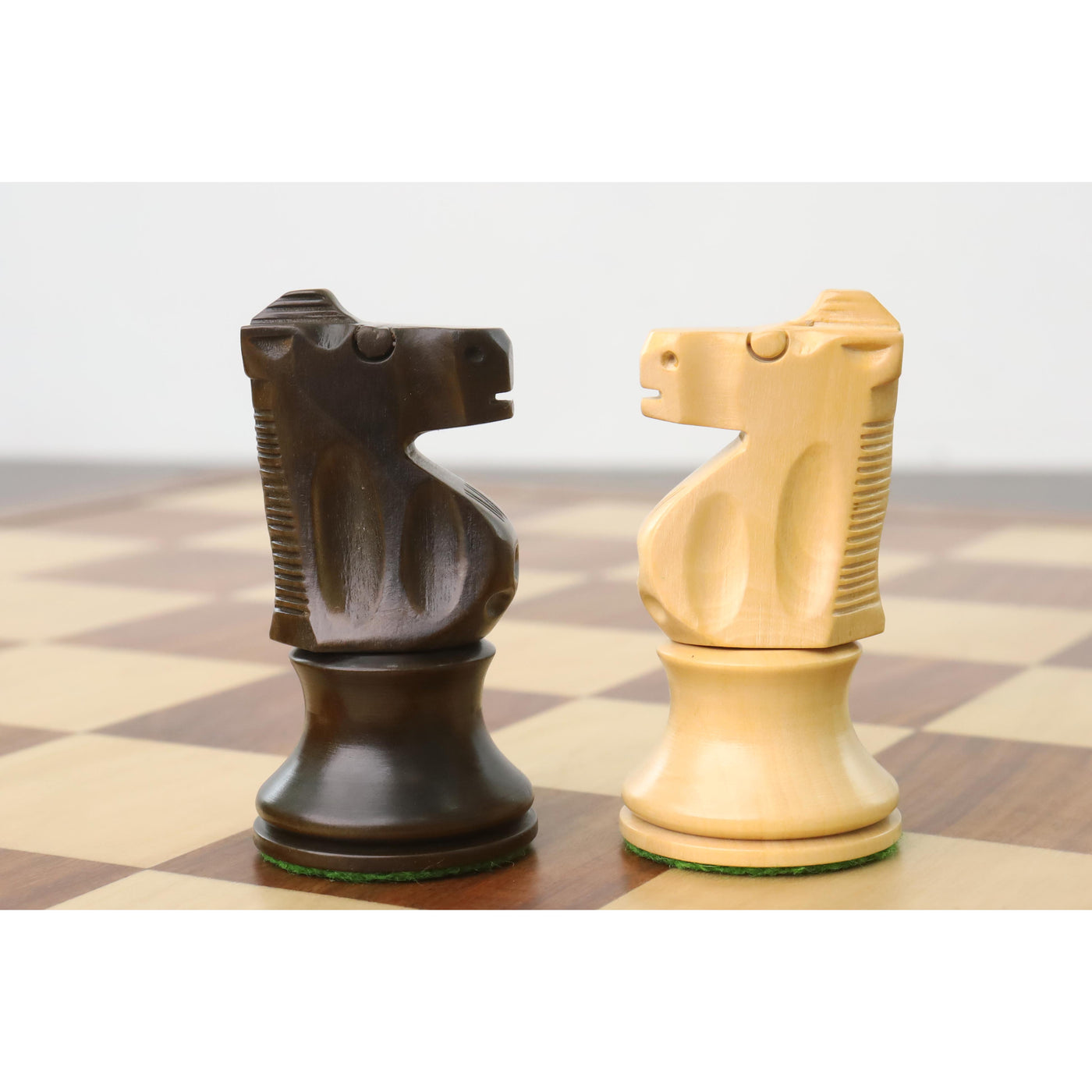 Improved French Lardy Chess Set - Chess Pieces Only - Walnut Stained boxwood - 3.9" King