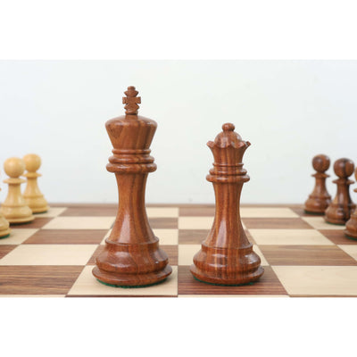 Combo of 4.1" Pro Staunton Weighted Wooden Chess Pieces in Golden Rosewood with 21" Board & Wooden Storage Box