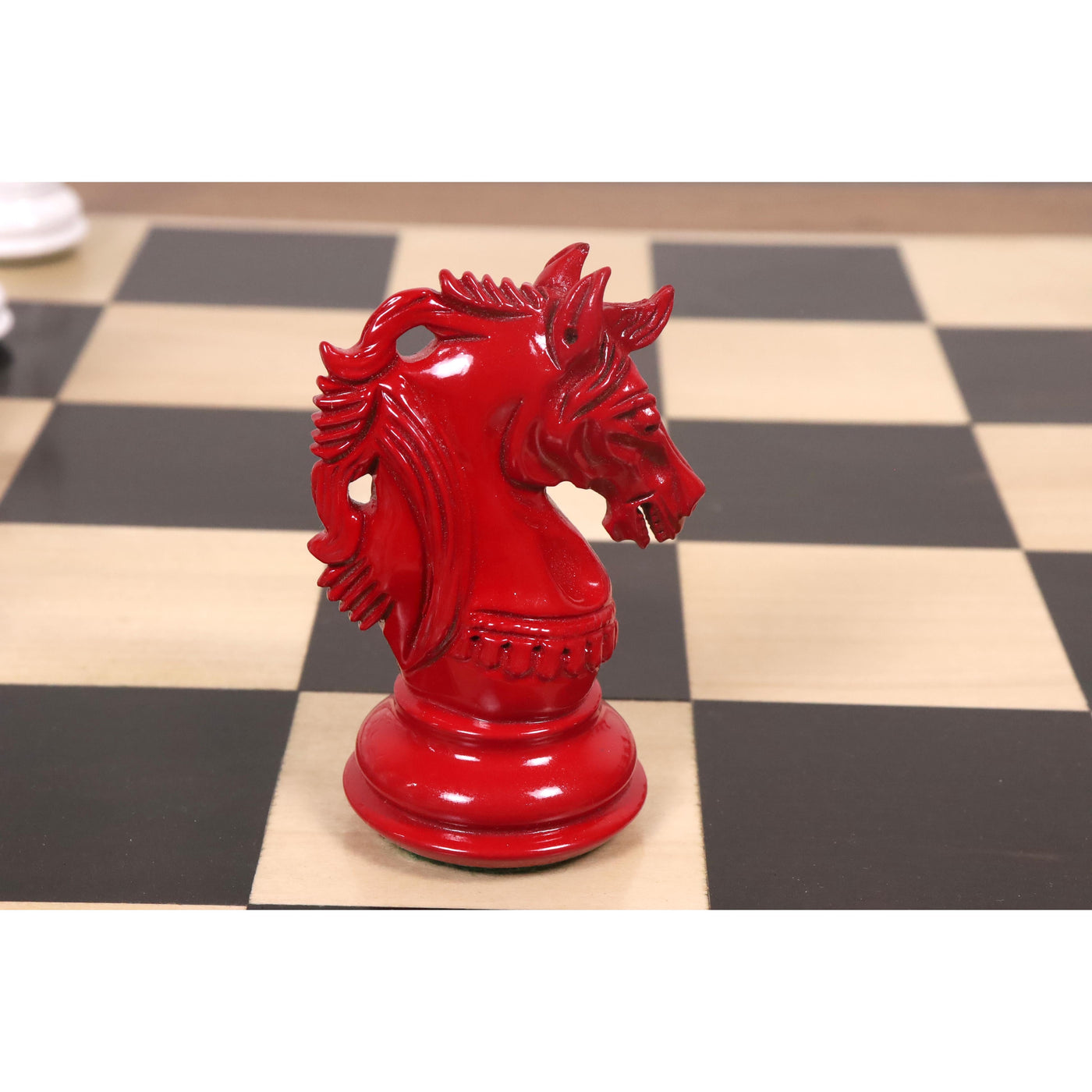 Slightly Imperfect 4.6" Prestige Luxury Staunton Chess Set - Chess Pieces Only- White & Red Lacquer Boxwood