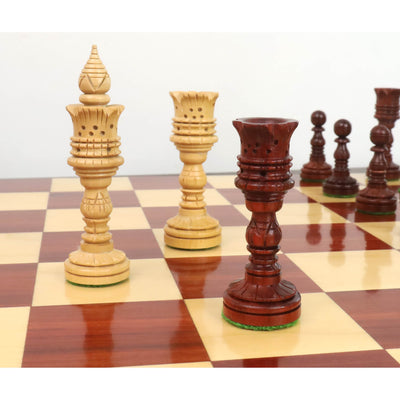 4.7" Hand Carved Lotus Series Chess Set - Chess Pieces Only in Weighted Bud Rosewood
