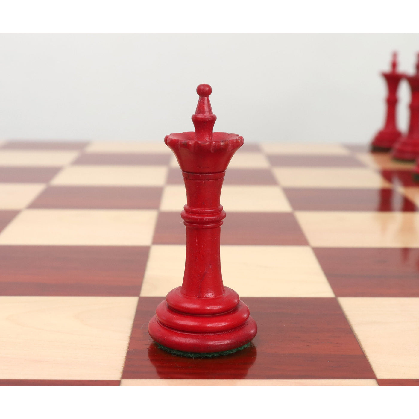 4.6″ Turkish Tower Pre-Staunton Chess Set - Chess Pieces Only-Crimson & White Camel Bone