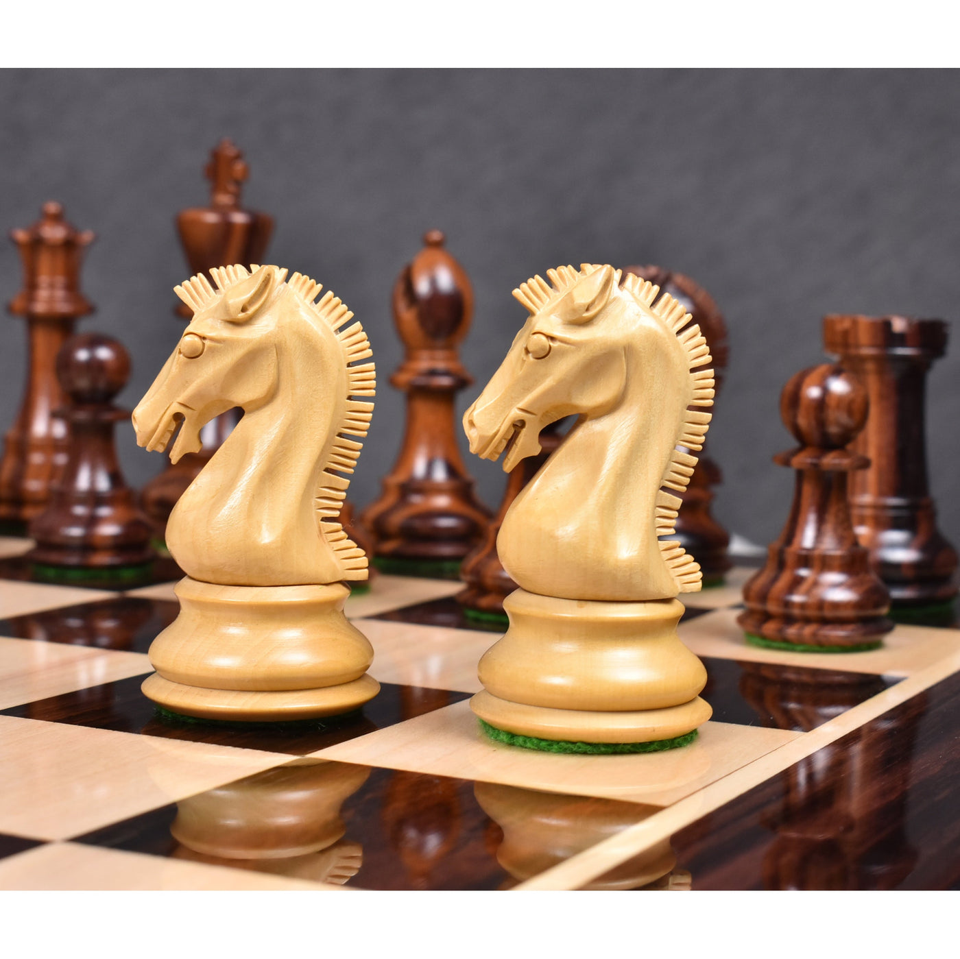 Slightly Imperfect 3.9" Craftsman Knight Staunton Chess Set - Chess Pieces Only -  Triple weighted Rosewood