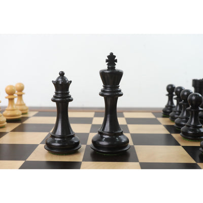 Combo of 4.1" Pro Staunton Weighted Ebonised Chess Pieces with 21"Board and Wooden Storage Box