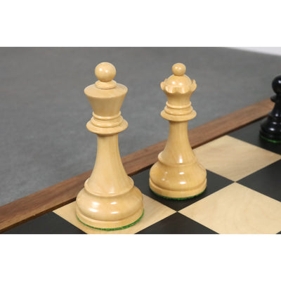 Slightly Imperfect 1950 Reproduced Bobby Fischer 3.7" Dubrovnik Chess Set - Chess Pieces Only Ebonised Boxwood