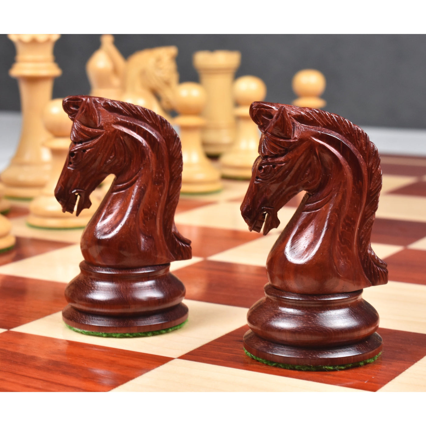 Slightly Imperfect Repro 2016 Sinquefield Staunton Chess Set - Chess Pieces Only-Bud Rosewood-Triple Weight