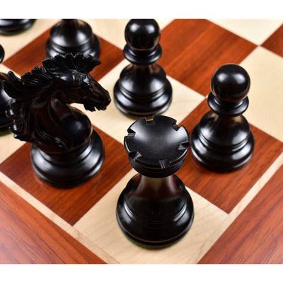 Alexandria Luxury Staunton Triple Weighted Ebony & Bud Rosewood Chess Pieces with 23" Bud Rosewood & Ebony Chess Board - Matt Finish and Leatherette Coffer Storage Box