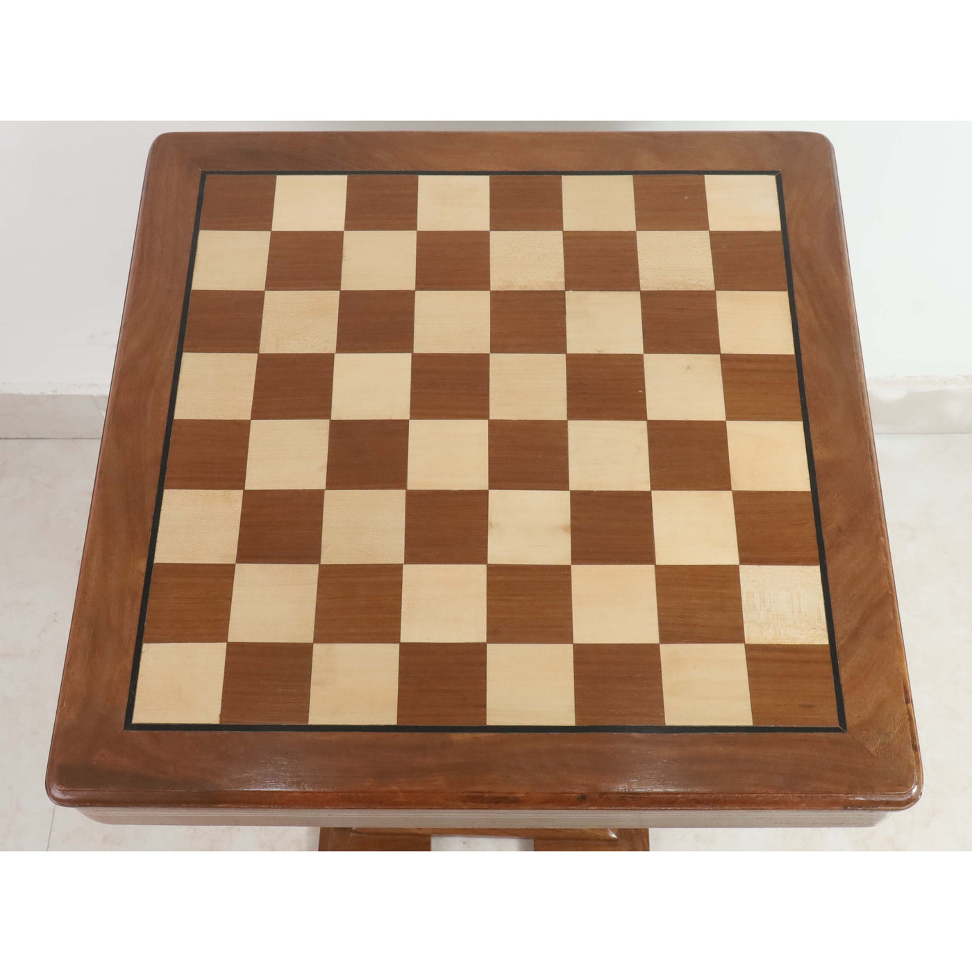 20" Wooden Chess Board Table with Staunton Chess Pieces -Golden Rosewood & Maple