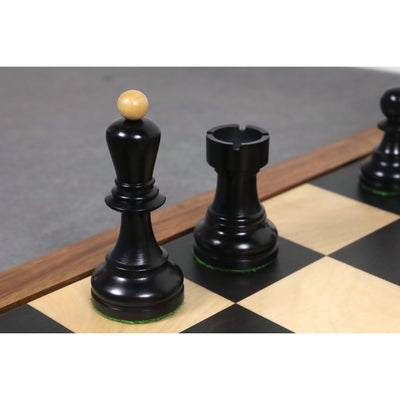 Slightly Imperfect 1950 Reproduced Bobby Fischer 3.7" Dubrovnik Chess Set - Chess Pieces Only Ebonised Boxwood