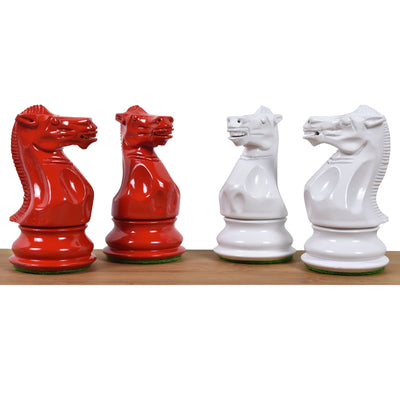 Pro Staunton Weighted Red & White Painted Wooden Chess Pieces Set