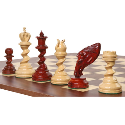 Slightly Imperfect 4.3" Grazing Knight Luxury Staunton Chess Set - Chess Pieces Only - Lacquered Bud Rosewood