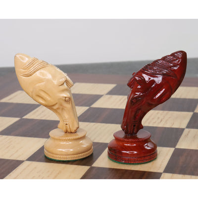 Slightly Imperfect 4.3" Grazing Knight Luxury Staunton Chess Set - Chess Pieces Only - Lacquered Bud Rosewood