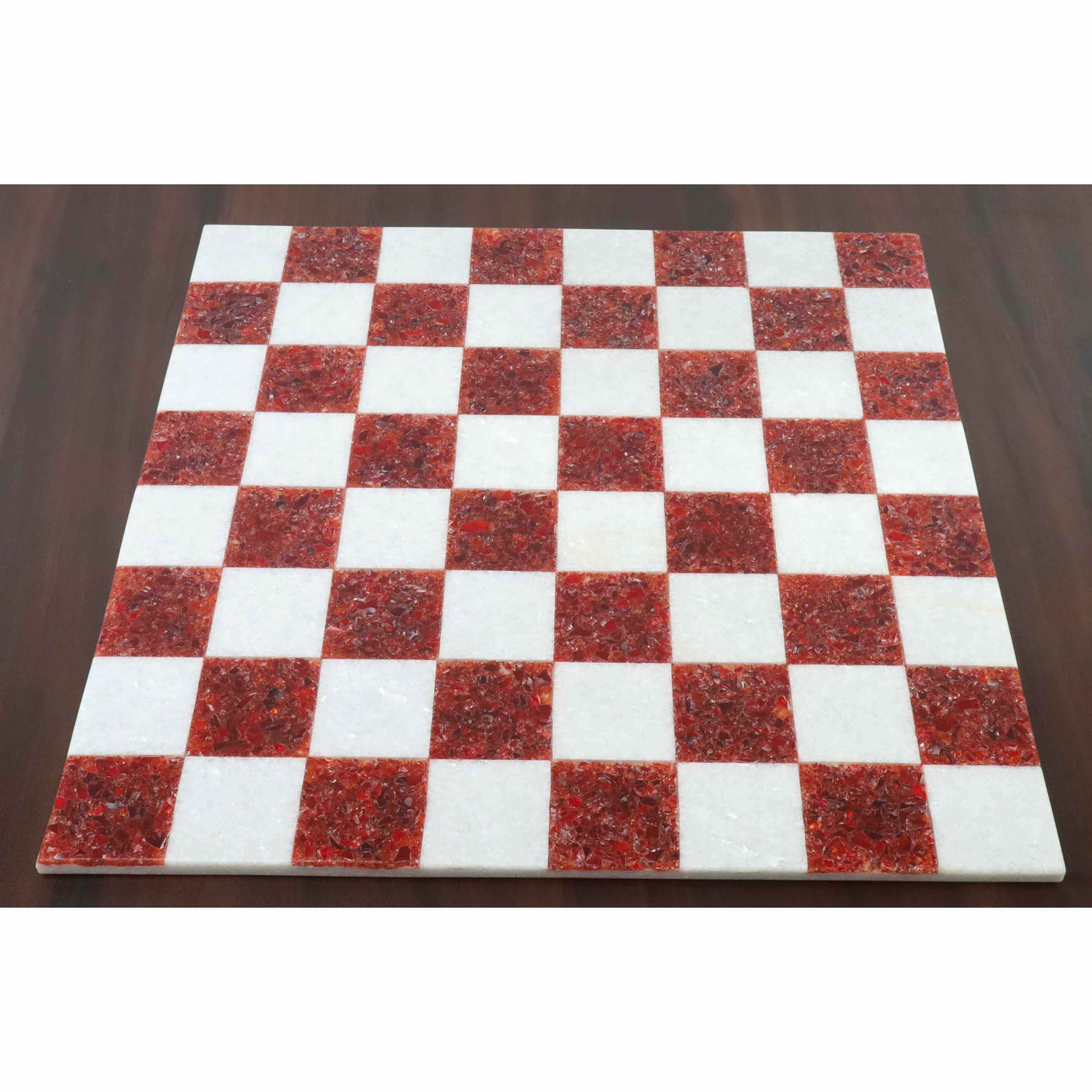 18'' Borderless Marble Stone Luxury Chess Board - Red and White Stone