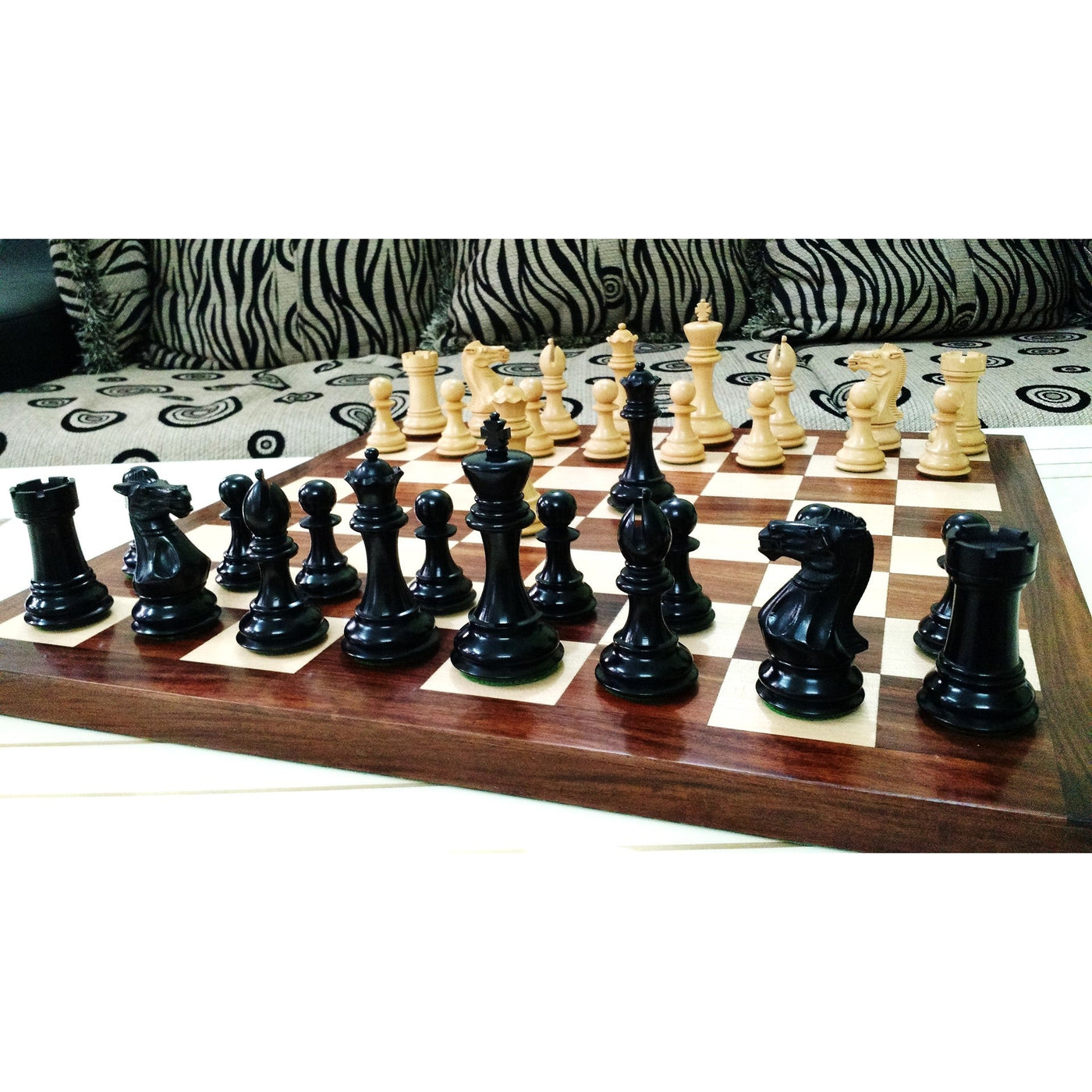 Slightly Imperfect 4.1" Pro Staunton Weighted Wooden Chess Set - Chess Pieces Only - Ebonised wood