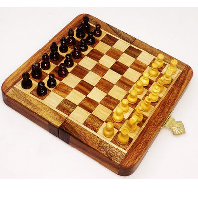 Golden Rosewood Wooden Inlaid Magnetic Chess set